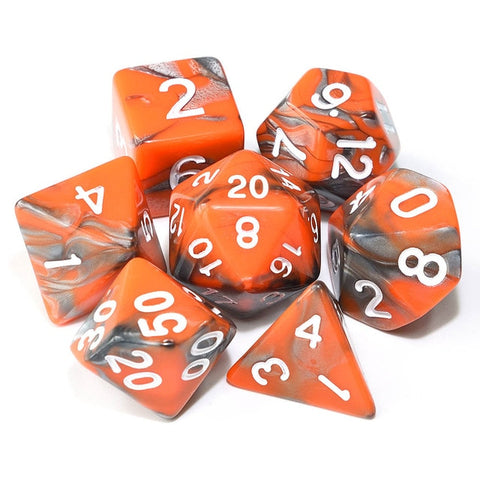 Orange and Grey Swirl Dice Set