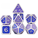 7 Piece Metal Dice Set - Blue, Purple & Silver