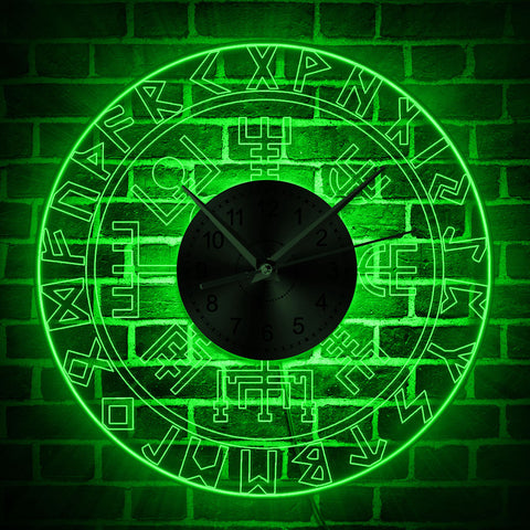 Viking Runes Acrylic LED Edge Lit Wall Clock