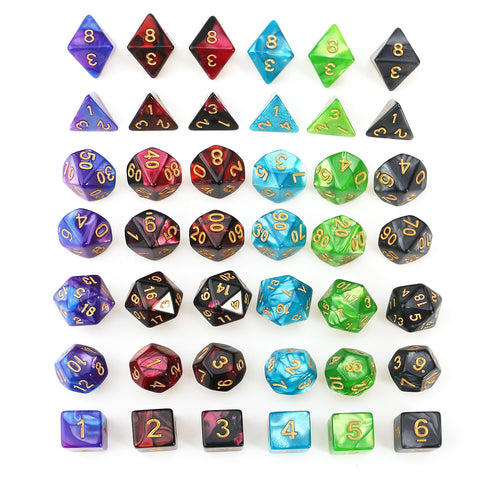42pcs Polyhedral RPG Dice (6 Sets of 7 Dice) - The Modern Lich