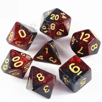 7 Piece Galaxy Dice Set - Red - The Modern Lich